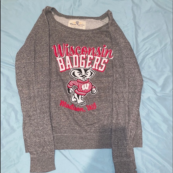 VINTAGE Grey Size M Wisconsin crewneck - Picture 1 of 3